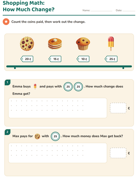 Preview of Counting Money worksheet featuring Desserts and Sweets for grade 2
