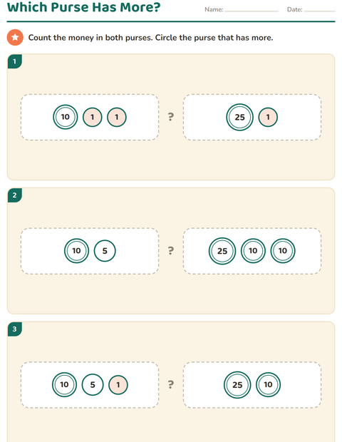 Preview of Counting Money worksheet for grade 1