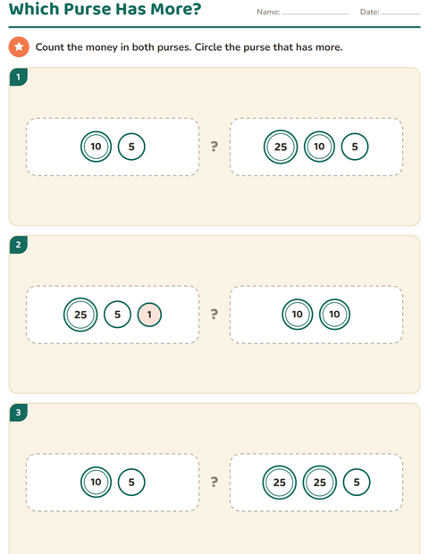 Preview of Counting Money worksheet for grade 1