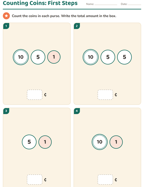 Counting Coins: First Steps with Small Handfuls