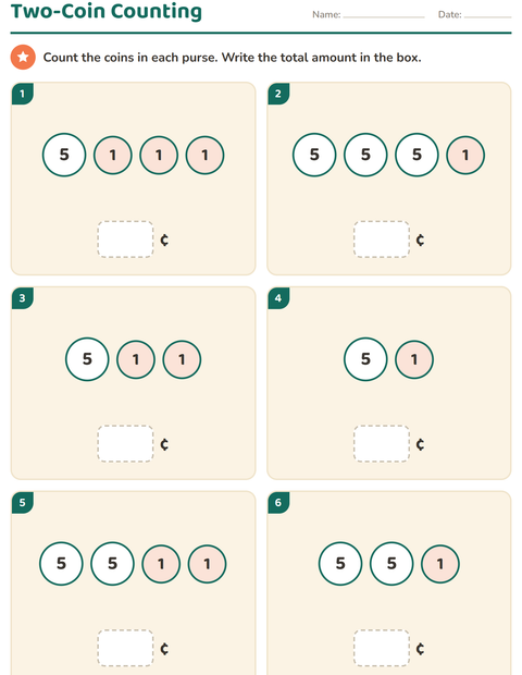 Counting Pennies and Nickels: Two-Coin Purses