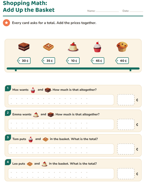 Preview of Counting Money worksheet featuring Desserts and Sweets for grade 2
