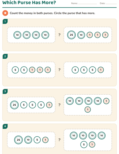 Preview of Counting Money worksheet for grade 1