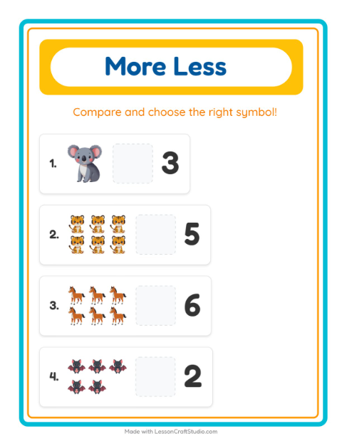 More or Fewer with Animals — 2