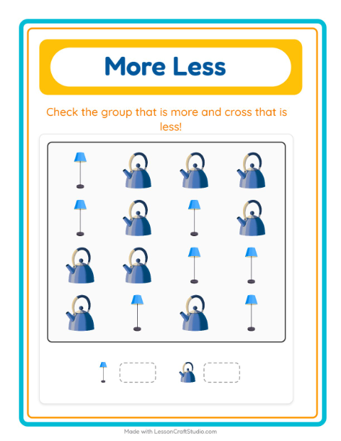 More or Fewer with Household Things — 3