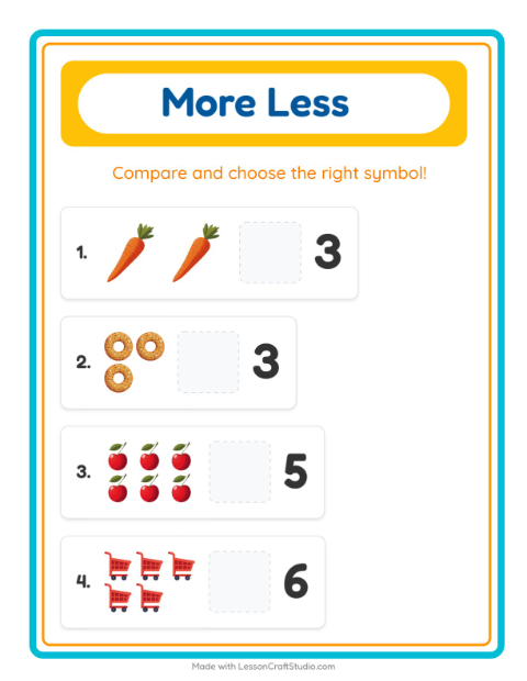 More or Fewer with Supermarket Things — 2