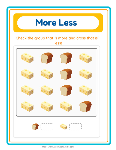 More or Fewer with Supermarket Things — 3