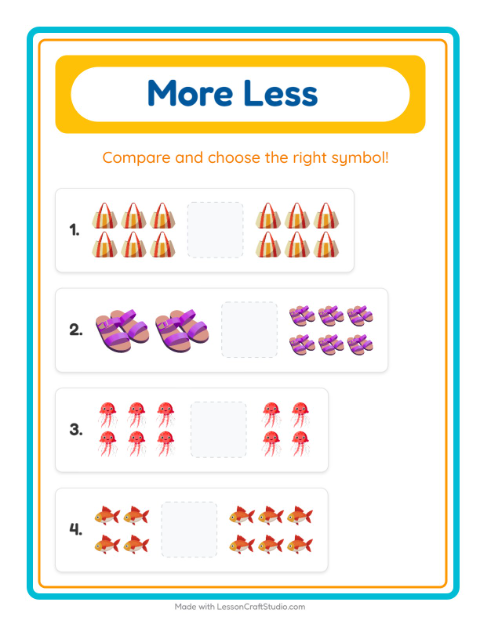 More or Fewer with Beach Things