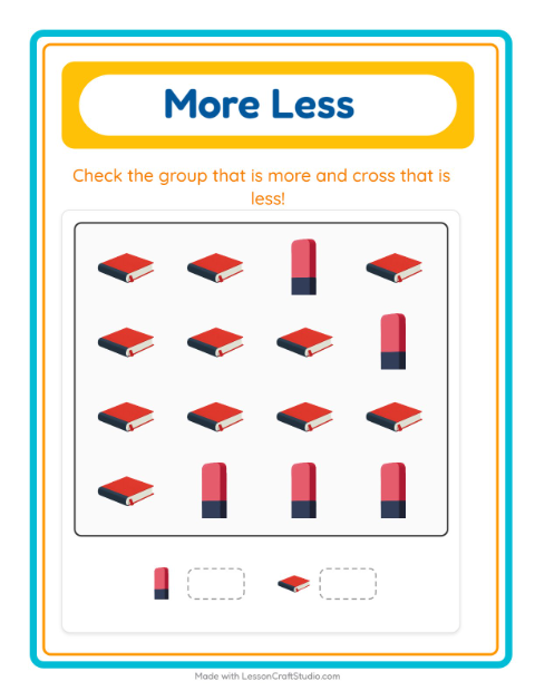 More or Fewer with Classroom Objects — 3
