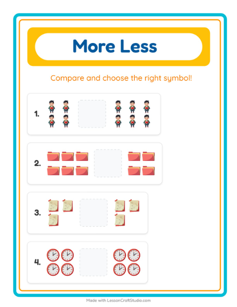 More or Fewer with Classroom Objects