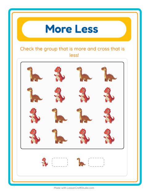 More or Fewer with Dinosaurs — 3
