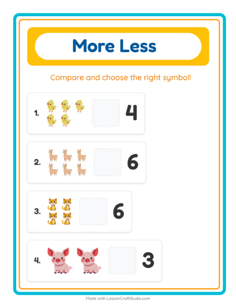 More or Fewer with Farm Animals — 2