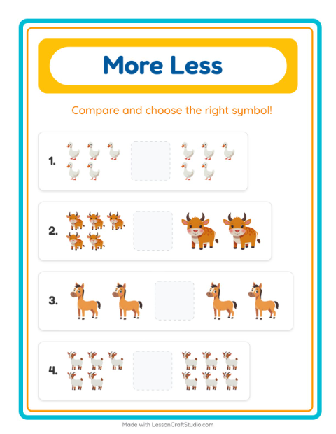 More or Fewer with Farm Animals