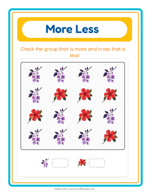 More or Fewer with Flowers — 3