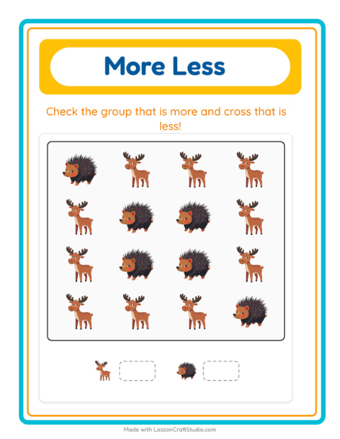 More or Fewer with Forest Creatures — 3