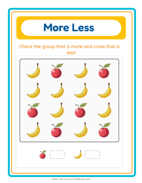 More or Fewer with Fruits — 3