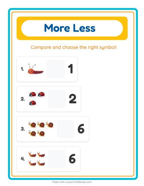More or Fewer with Insects and Bugs — 2