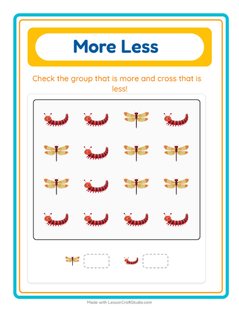 More or Fewer with Insects and Bugs — 3
