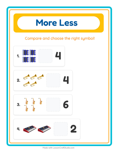 More or Fewer with Musical Instruments — 2