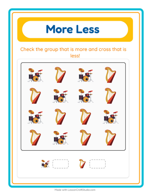 More or Fewer with Musical Instruments — 3