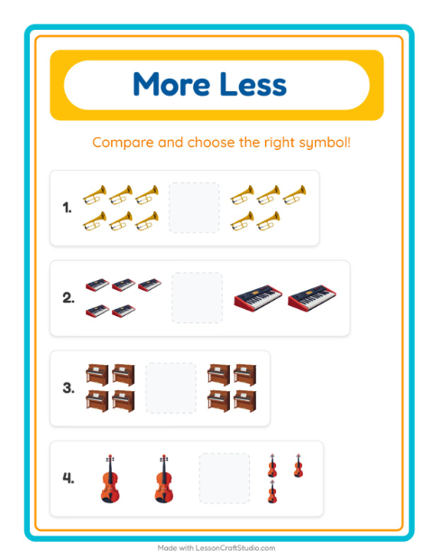 More or Fewer with Musical Instruments
