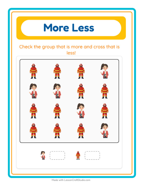 More or Fewer with Community Helpers — 3