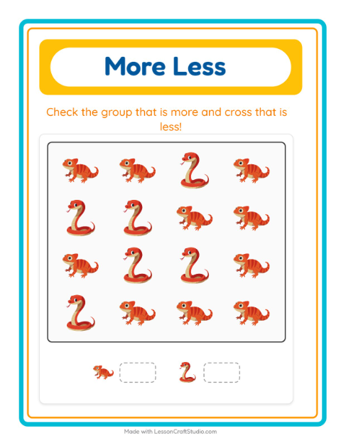 More or Fewer with Reptiles and Amphibians — 3