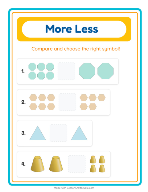 Preview of More or Fewer with Shapes