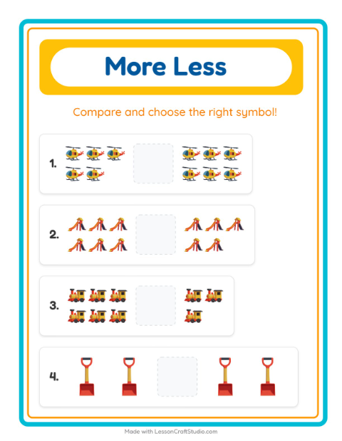 Preview of More or Fewer with Toys