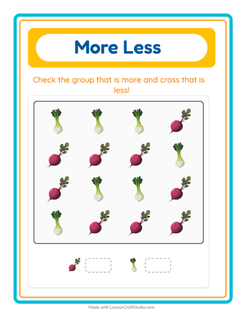 More or Fewer with Vegetables — 3