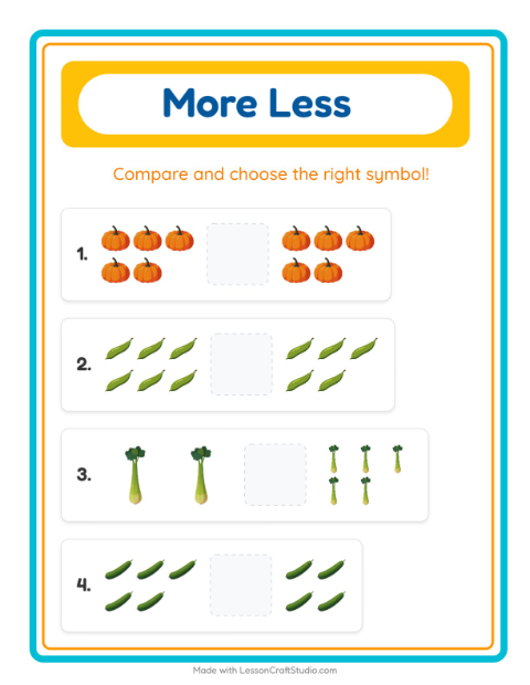 More or Fewer with Vegetables