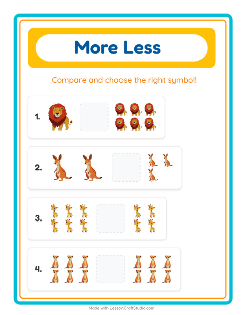 More or Fewer with Zoo Animals