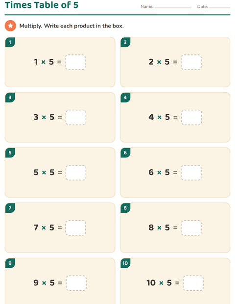 Preview of Times Table of 5: Skip-Counting Fives