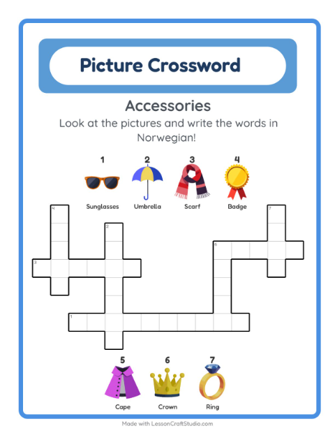 Picture crossword – Accessories