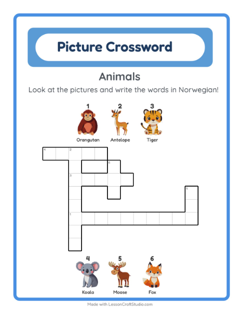 Picture crossword – Animals