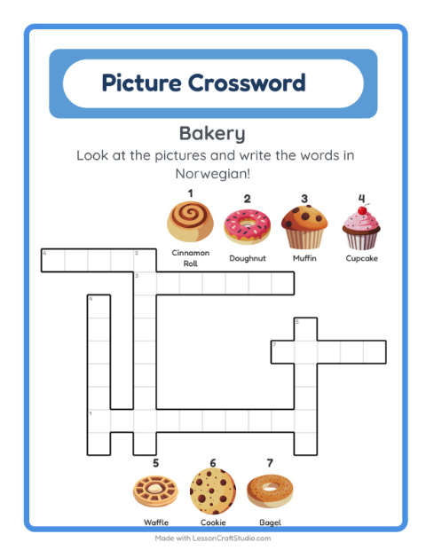 Picture crossword – Bakery Treats