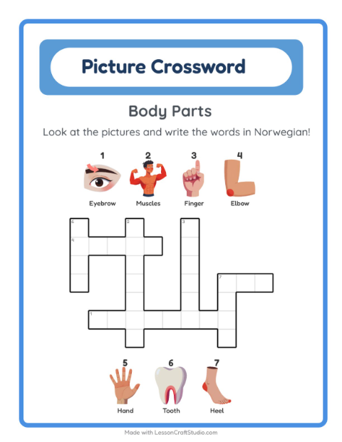 Picture crossword – Body Parts