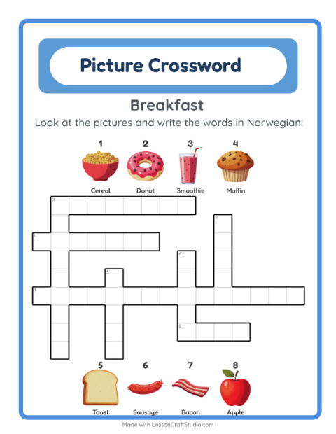 Picture crossword – Breakfast
