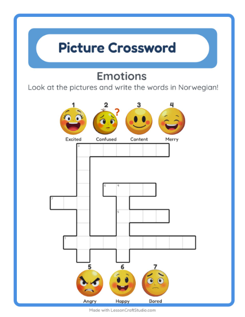 Picture crossword – Feelings