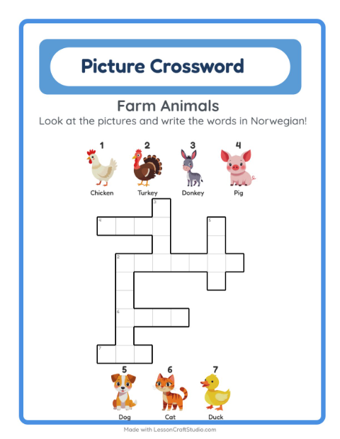 Picture crossword – Farm Animals