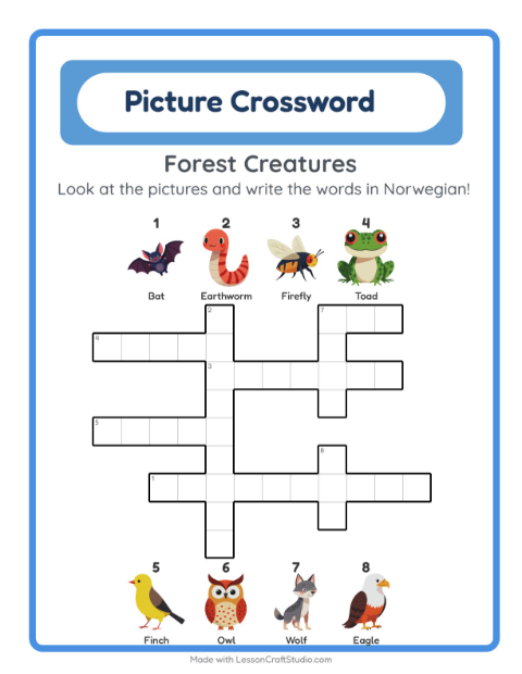 Picture crossword – Forest Creatures