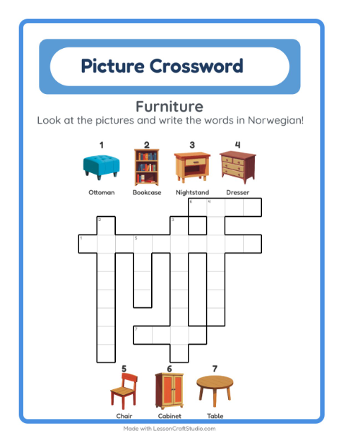 Picture crossword – Furniture
