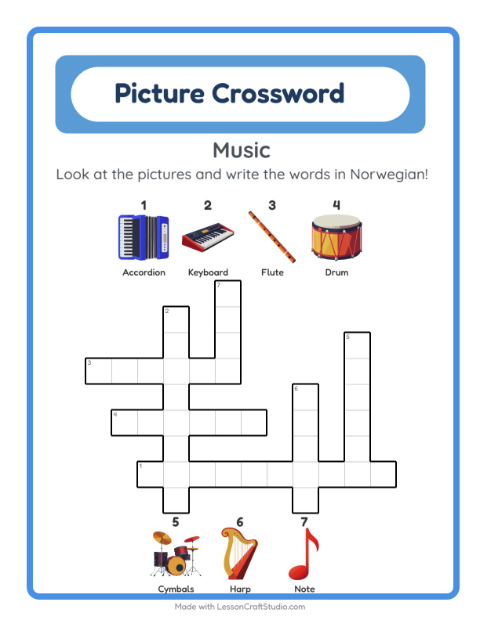 Picture crossword – Musical Instruments