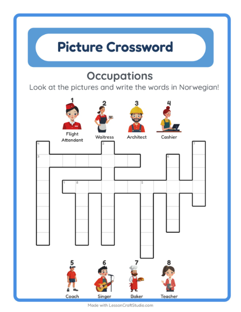 Picture crossword – Community Helpers