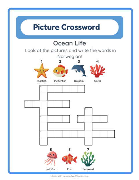 Picture crossword – Ocean Life