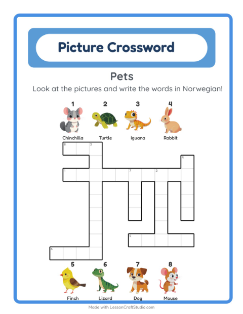 Picture crossword – Pets