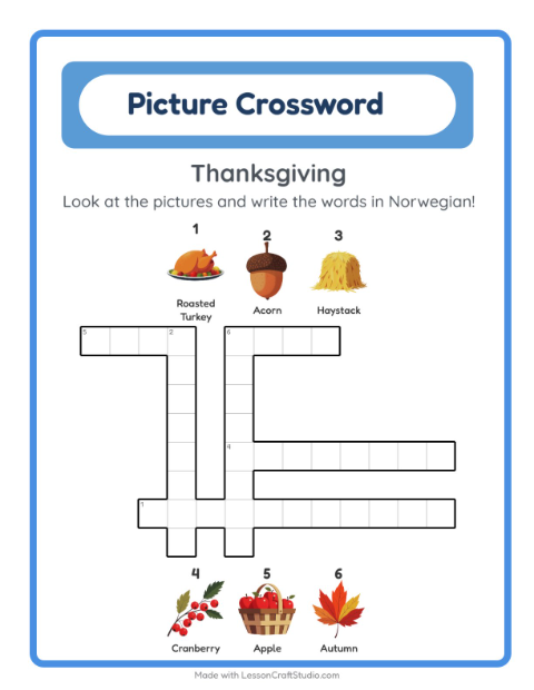 Picture crossword – Thanksgiving