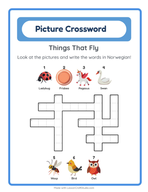 Picture crossword – Things That Fly