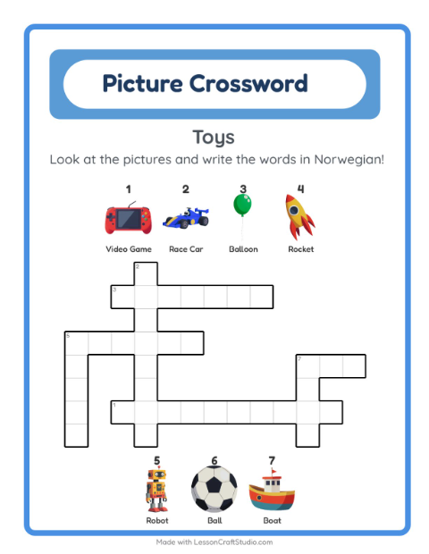 Picture crossword – Toys
