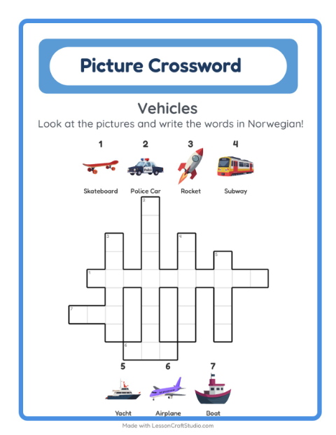 Picture crossword – Vehicles